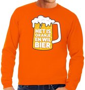 Oranje sweater met de tekst Het is oranje en wil bier - Trui oranje voor heren M