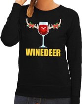 Foute kersttrui / sweater wijntje Winedeer zwart voor dames - Kersttruien XS (34)