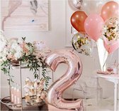 Folieballon XL - 81cm - Cijfer 2 - Rose