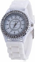 Fako® - Horloge - Geneva - Strass Siliconen - Wit