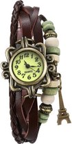 Fako® - Armband Horloge - Eiffeltoren - Bruin