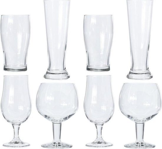 mentaal native Analytisch Verschillende bierglazen set 8 stuks - Glazen voor bier - Speciaal bier -  Proefglazen set | bol.com