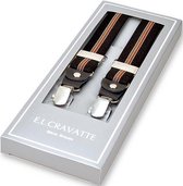 E.L. Cravatte Bretels - Smal - Gestreept Zwart/Bruin