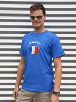 Blauw heren t-shirt vlag France Xl