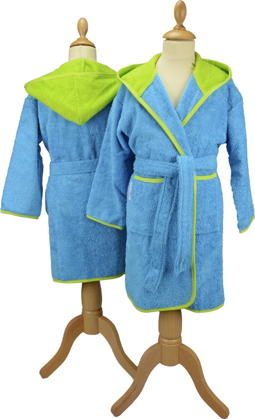 ARTG Boyzz & Girlzz® Peignoir Enfant à Capuche Bleu Aqua / Vert Lime - Taille 152/164