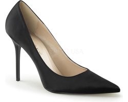 Classique-20 stiletto pump met puntige neus satijn zwart - (EU 39 = US 9) - Pleaser