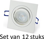 Dimbare Philips 5W GU10 inbouwspot | Wit vierkant | Set van 12 stuks