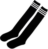 Damessokken - 1 paar warme overknee kousen zwart met witte strepen - maat 36-40 - katoen - lange sokken