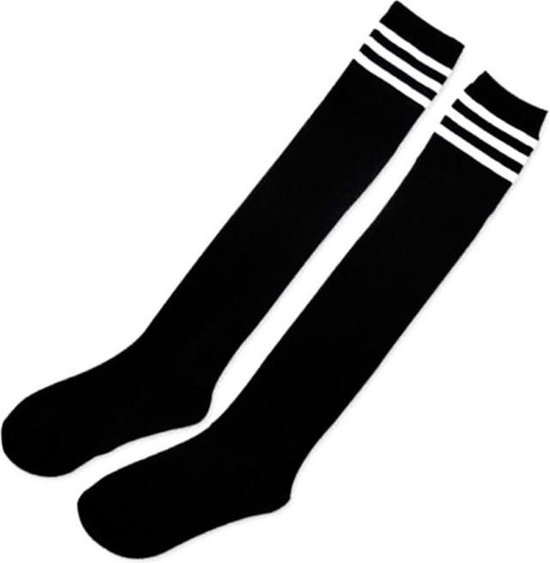 Damessokken - 1 paar warme overknee kousen zwart met witte strepen - maat  36-40 -... | bol.com