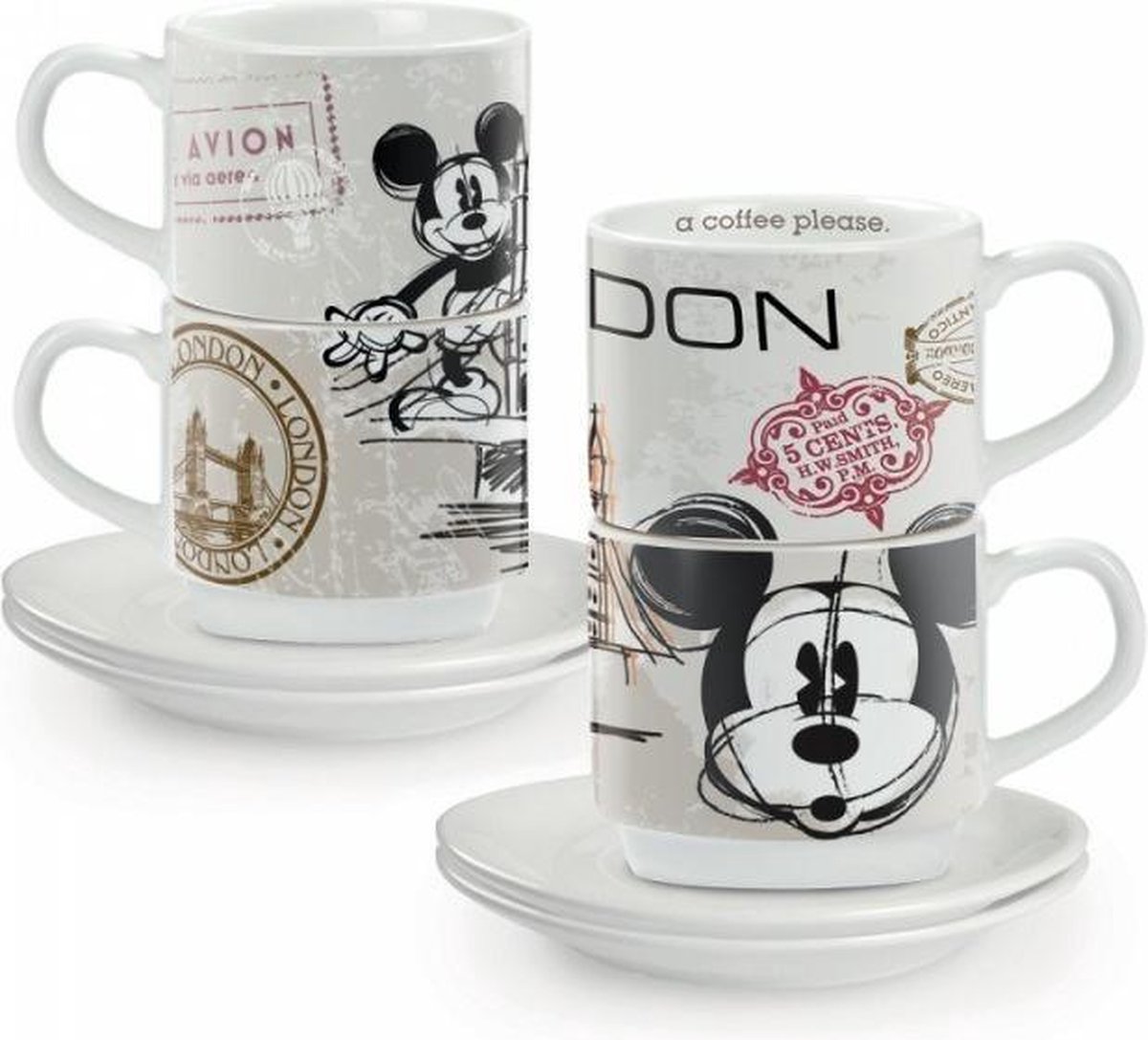 Disney Set 2 Espresso-kopjes en schotel – City London