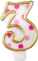 Haza Original Verjaardagskaars Cijfer 3 Goud/roze 6 Cm