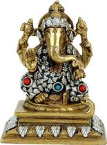 Ganesha beeld - 14 - Messing - Metaal - Zilver - Goud - M