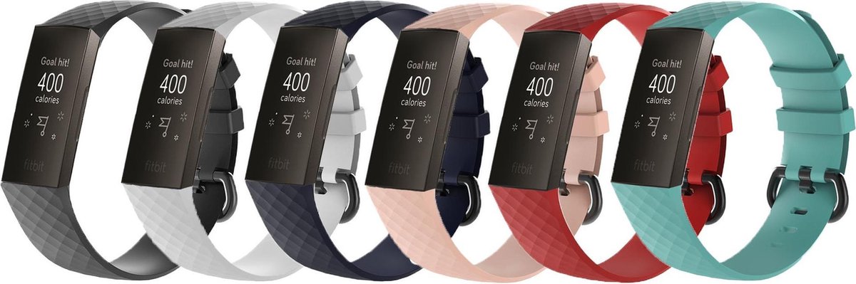 KELERINO. Siliconen bandje geschikt voor Fitbit Charge 3 / Charge 4 - 6-pack - Herfst - Large