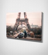 Paris - Eiffel Tower Canvas - 60 x 40 cm - Steden - Schilderij - Canvas - Slaapkamer - Wanddecoratie  - Slaapkamer - Foto op canvas