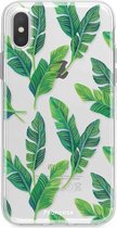 Fooncase Hoesje Geschikt voor iPhone XS - Shockproof Case - Back Cover / Soft Case - Banana leaves / Bananen bladeren