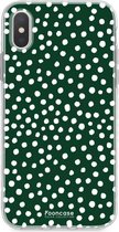 iPhone X hoesje TPU Soft Case - Back Cover - POLKA / Stipjes / Stippen / Donker Groen