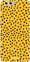 Fooncase Hoesje Geschikt voor Huawei P10 - Shockproof Case - Back Cover / Soft Case - POLKA / Stipjes / Stippen / Okergeel