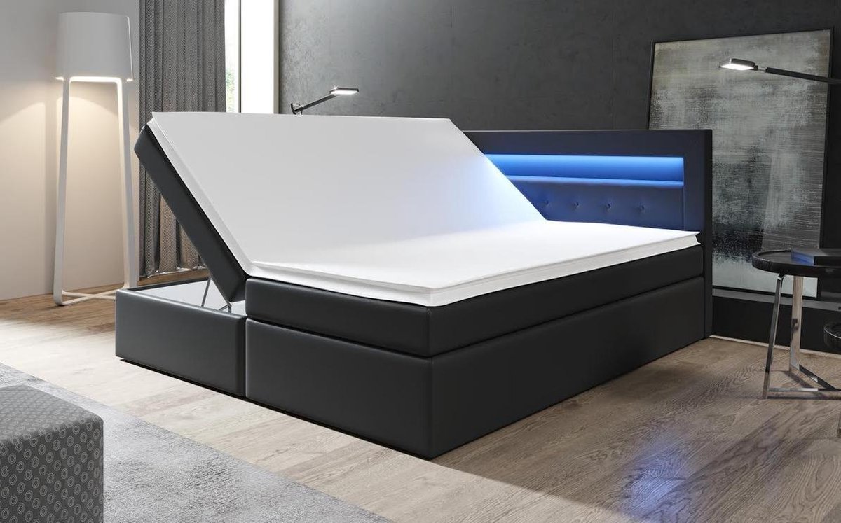 Meubella Boxspring Monaco Zwart 180 X 0 Cm Met Gasliftsysteem Bol Com