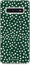 Samsung Galaxy S10 hoesje TPU Soft Case - Back Cover - POLKA / Stipjes / Stippen / Donker Groen