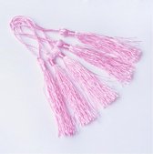 Tassels (kwastjes), 80x6mm (130mm met lus), lichtrose, voor al uw creatieve ideeën. Verkocht per 50 stuks