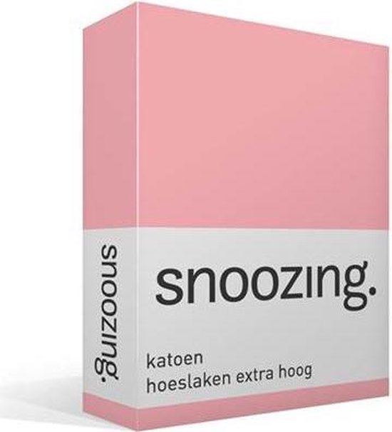 Snoozing - Katoen - Extra Hoog - Hoeslaken - Lits-jumeaux - 180x210 cm - Roze