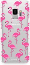 Fooncase Hoesje Geschikt voor Samsung Galaxy S9 - Shockproof Case - Back Cover / Soft Case - Flamingo