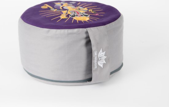 Om Namaste Symbolic Meditatiekussen Zitkussen - Rond - Ganesha - Paars van Om Namaste — afbeelding 2