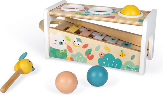 Janod Pure - Tap Tap Xylofoon - Behendigheidsspel - 2 Spelletjes In 1: Een Bijenhamer Om Op De 3 Vallende Ballen Te Slaan En Een Uitneembare Xylofoon Om Overal Te Kunnen Spelen! - Geschikt Vanaf 1 Jaar van Janod — afbeelding 3