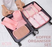 Reisorganisator, koffer organiserende tassen. Set van 7 tassen / cubes, roze