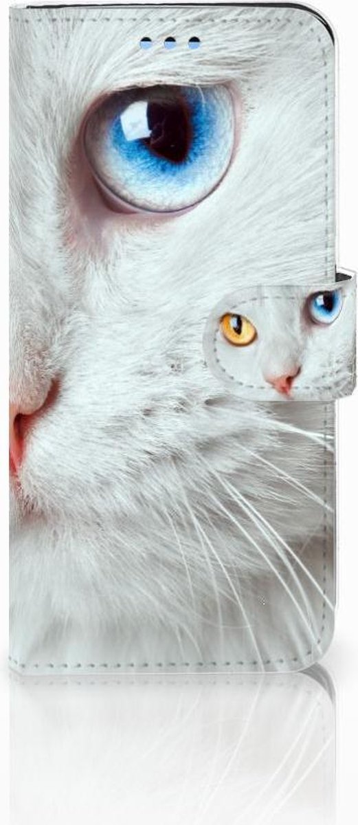 Samsung Galaxy S9 Telefoonhoesje met Pasjes Witte Kat