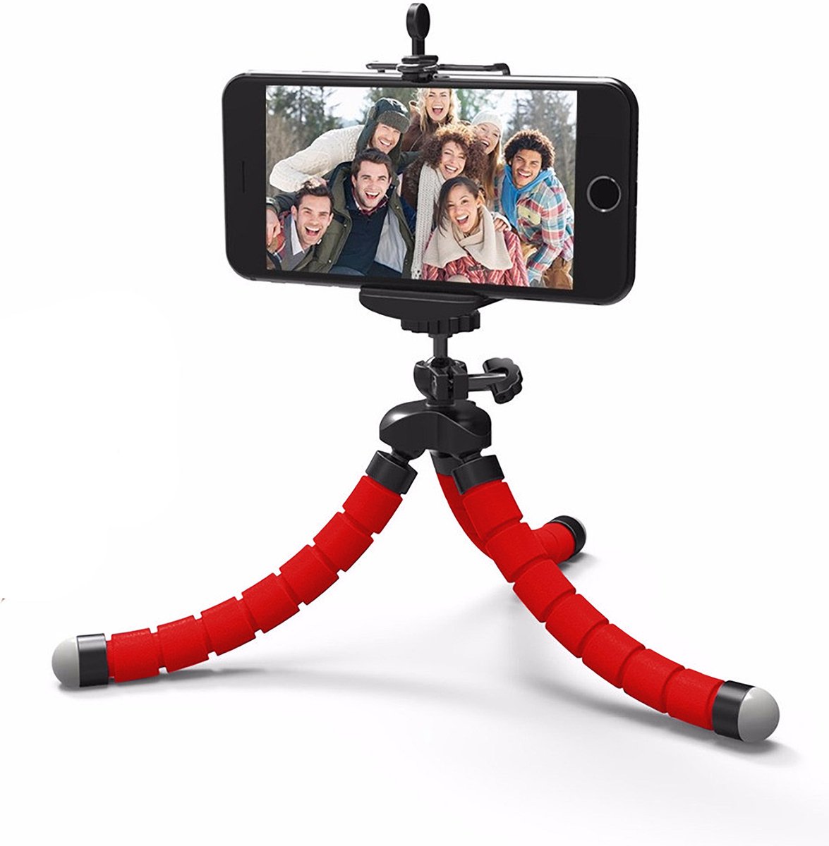 Statief Smartphone - Tripod Iphone - Samsung - Camera - Telefoon - Incl. Telefoon Houder - Rood (2 in 1)