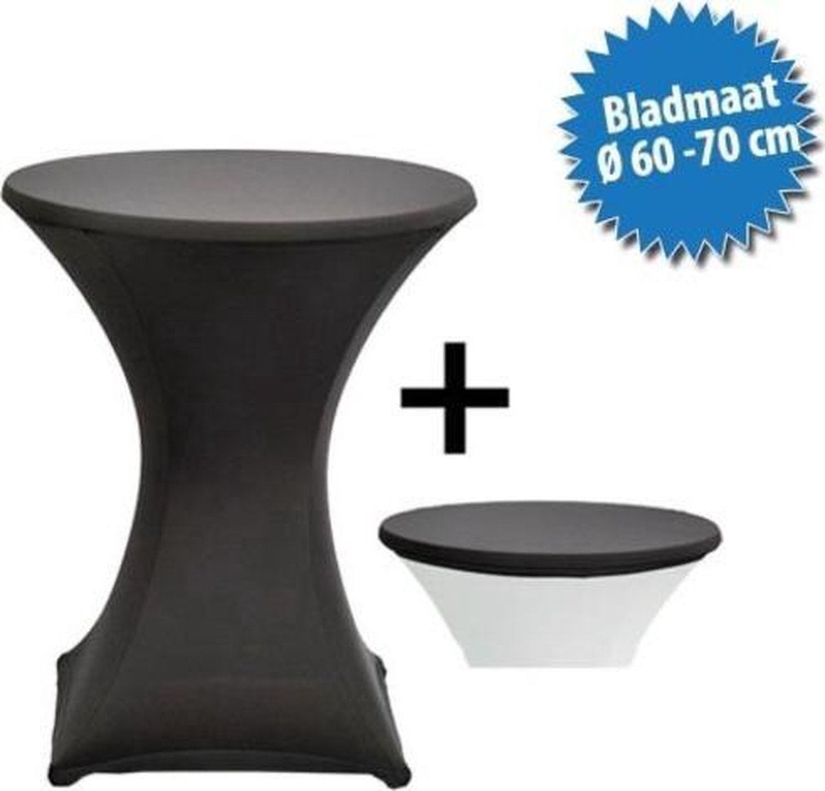 Cover Up Statafelrok Stretch - Ø60-70cm - Incl. Topcover - Antraciet