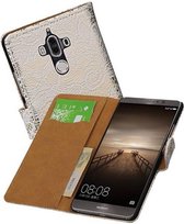 Lace Bookstyle Wallet Case Hoesjes Geschikt voor Huawei Mate 9 Wit