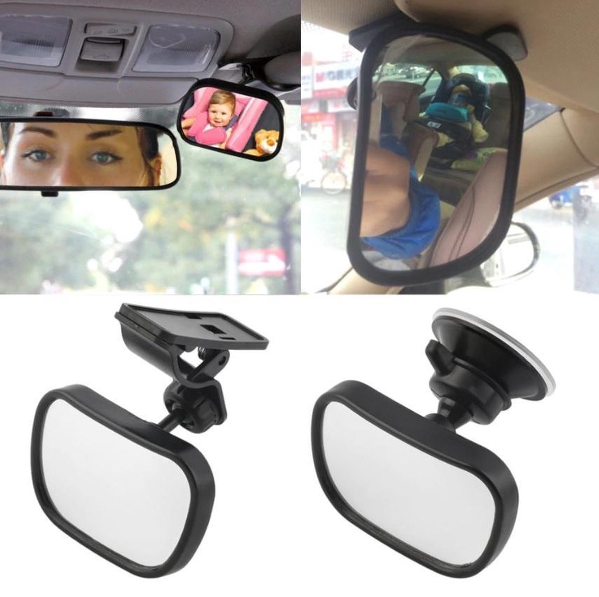 HeppieBabie - Autospiegel Baby 360° Verstelbaar - XL Formaat - Met  Gratis