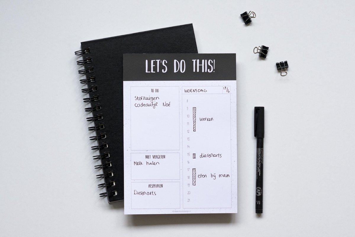 MOODZ design - Dagplanner - gezinsplanner A5 - zwart/wit
