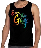 Born this gay gay pride tanktop/mouwloos shirt zwart heren XL