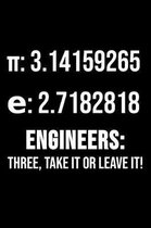 π: 3.14159265 E: 2.7182818 Engineers: Three, Take It Or Leave It