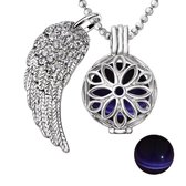 Quiges Engelenroeper 18mm Bolhouder met Ketting 90cm en Bolletje - Dames - Zilverkleurig Bloem - EBS18099