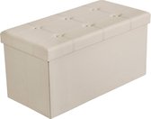 Opvouwbare Grote Hocker/ Zitbank - Zitkist / Poef met Opbergruimte - Beige - 38 cm Hoog en 76 cm Breed