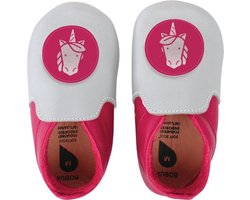 Bobux Soft Soles slofjes voor baby's - zilver/fuchsia eenhoorn