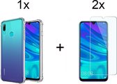Huawei P Smart Plus 2019 hoesje shock proof case hoes hoesjes cover transparant - 2x Huawei p smart plus 2019 screenprotector