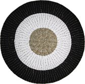 HSM Collection Vloerkleed Mailbu - ø150 cm - raffia/zeegras - naturel/wit/zwart