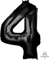 SuperShape Number 4 - Black Foil Balloon P50 packed 60 x 91c