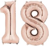 18 jaar | Cijfers | Rose Goud | 100 cm hoog | Folieballon | Feestversiering | Verjaardag | Versiering