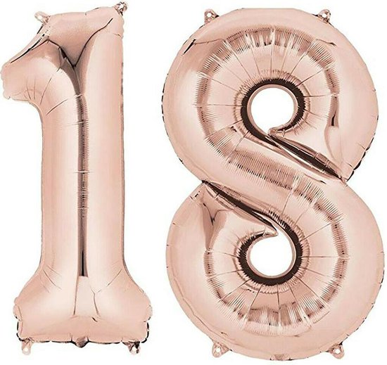 Gestreept Gedateerd voorstel 18 jaar | Cijfers | Rose Goud | 100 cm hoog | Folieballon | Feestversiering  |... | bol.com