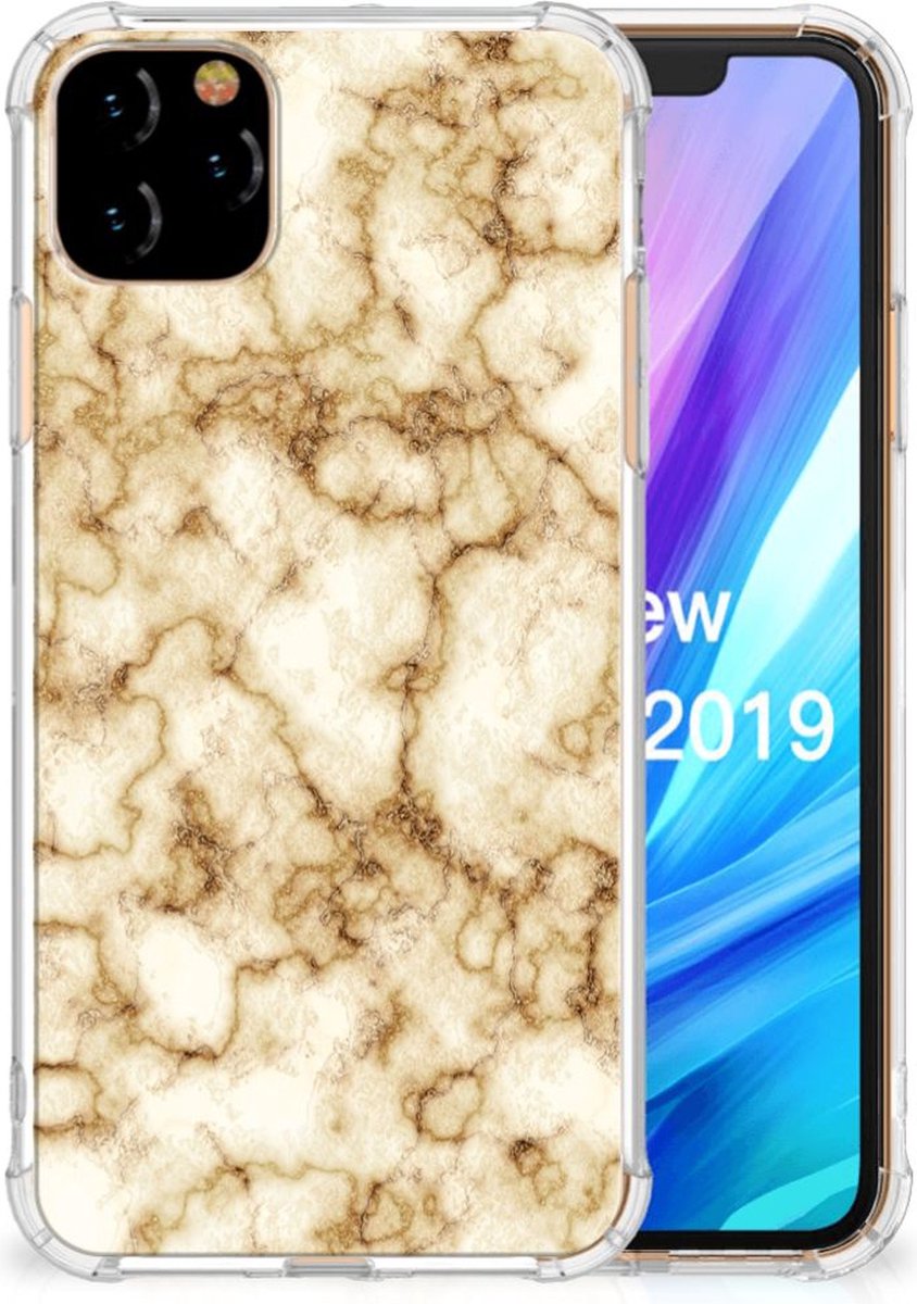 Apple iPhone 11 Pro Max Anti-Shock Hoesje Marmer Goud