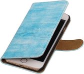 Turquoise Mini Slang booktype wallet cover cover voor Apple iPhone 7