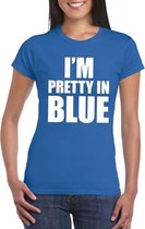 I'm pretty in blue t-shirt blauw dames L