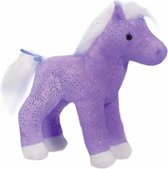 Pluche paard paars met glitters 18 cm