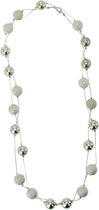 Lange ketting met kralen zilverkleur